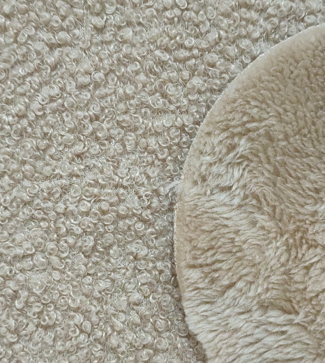 Q07 Plush Teddy Boucle Bonded Arctic Polar Velvet Fabric (Q07) - Tela Peluche Teddy Bondeada con Polar Velvet para Abrigos wholesale fabric KG China mill